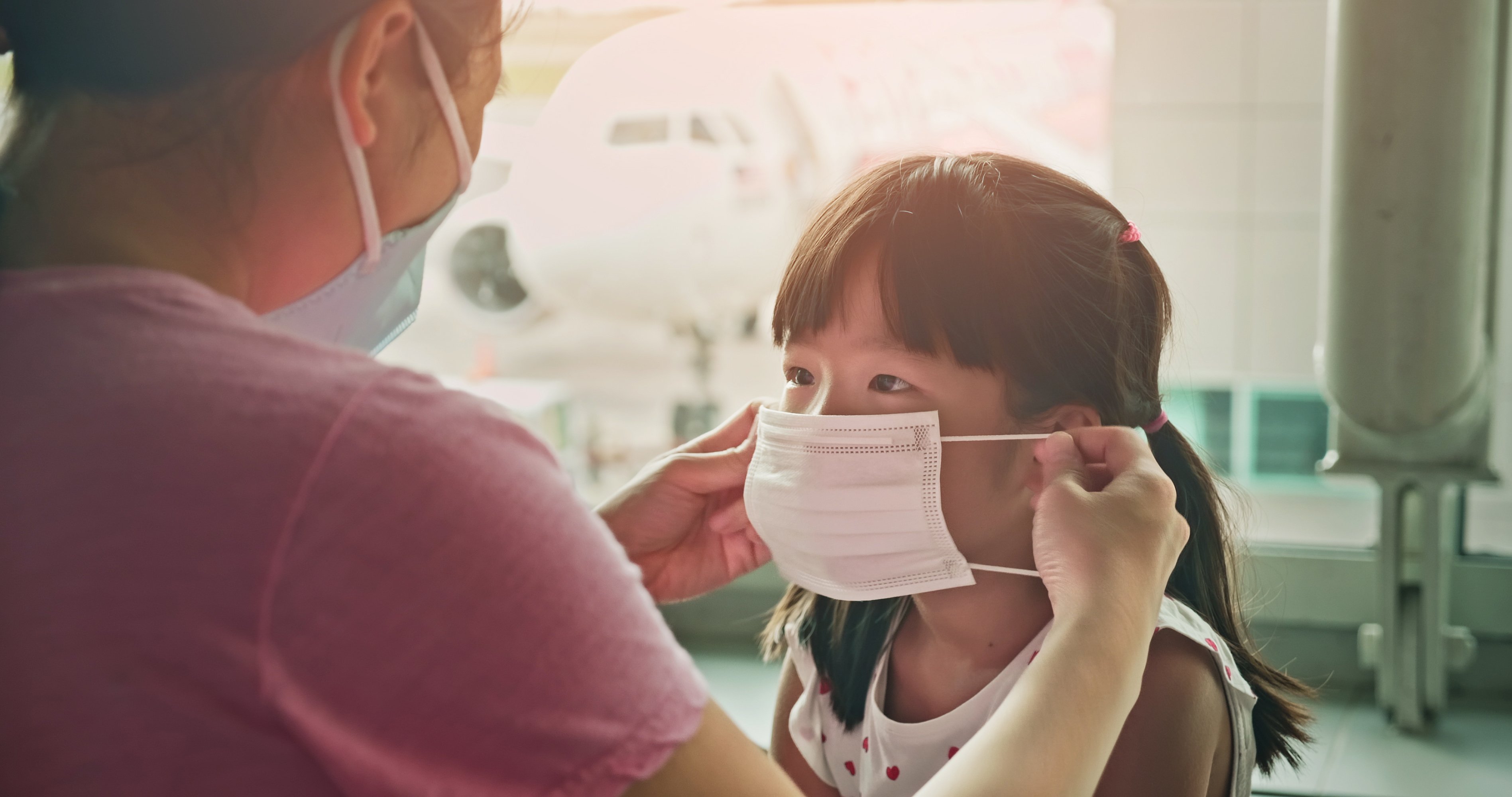 Parent and child masked up